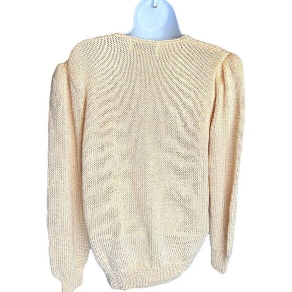 Vtg Nannell Women’s Hand Knit Sweater wool & Angora Rabbit Hair Peach Color M - Picture 3 of 12